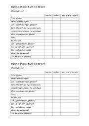 English Worksheet: Classroom Phrases