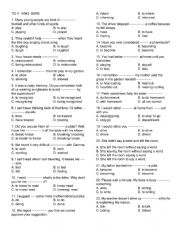 English Worksheet: Infinitives- gerunds- bare