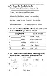 English Worksheet: Using dictionary