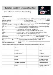 English Worksheet: Question words with a Tom Rush song