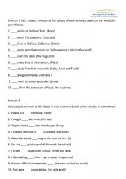 English Worksheet: PRONOUNS EXERCISES