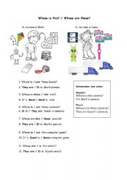 Whose is this / Whose are these - Young Learners Belonging Worksheet