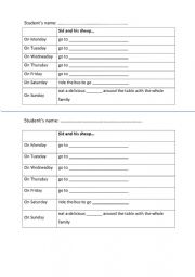 English Worksheet: Listening activity about days of the week