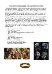 English Worksheet: The lord of the rings - Movie review