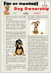 English Worksheet: For or against Dog Ownership (Debating + writing)