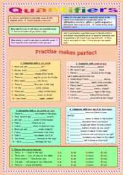 English Worksheet: Quantifiers Exercises