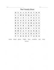 English Worksheet: The Friendly Ghost - Wordsearch
