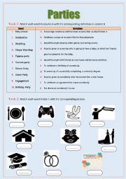 English Worksheet: Parties