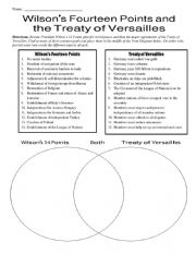 English Worksheet: Wilson�s Fourteen Points and Treaty of Versailles