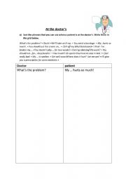 English Worksheet: At the doctor�s