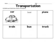 English Worksheet: Methods of transport