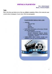 English Worksheet: Writing a Film review guide