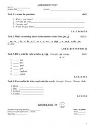 English Worksheet: SUMMATIVE EVALUATION