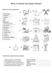 English Worksheet: Easy Christmas Vocab