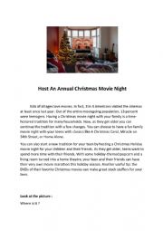 English Worksheet: Host an Annual Christmas Movie Night