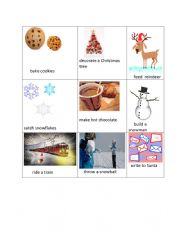 English Worksheet: Christmas Verbs - Game Cards 