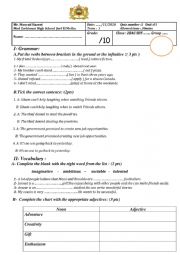 English Worksheet: 2BAC gerund and infinitive and vocabulary quiz 