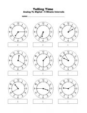 English Worksheet: what time is it?