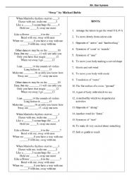 English Worksheet: Sway - listening activity