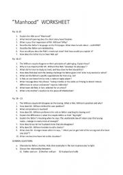 English worksheet: Manhood John Wain Worksheet