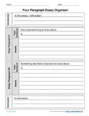 English Worksheet: 5 Paragraph Essay Outline