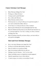 English Worksheet: Christmas Card messages