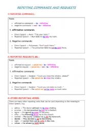 English Worksheet: Reporting commands and requests