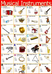 Musical Instruments. Poster or Vocabulary chart + article revision ...