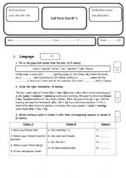 English Worksheet: 7th Grade - Full Term Test n 1