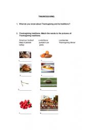 English Worksheet: Thanksgiving