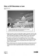 English Worksheet: How a Bill Becomes a Law