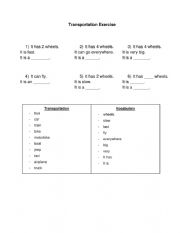 English Worksheet: Transportation worksheet