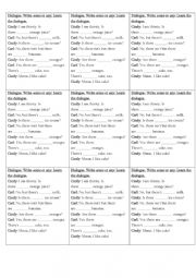 English Worksheet: Dialogue with some/any