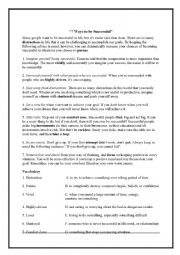 English Worksheet: 7 Ways to be Successful