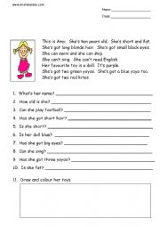 English Worksheet: Can (ability) reading and comprehension