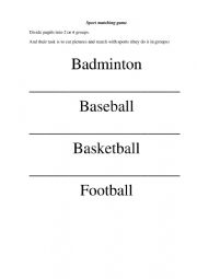 English Worksheet: Sports matching game