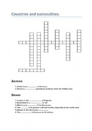 English Worksheet: crossword puzzle game