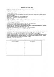 English Worksheet: asking for and giving advice