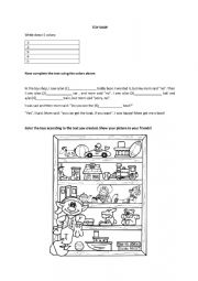 English Worksheet: GAP FILLING - Toys and colours