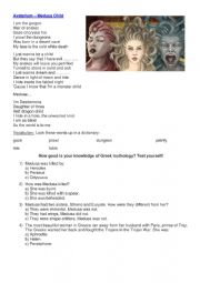 English Worksheet: Medusa Child, Greek mythology quiz