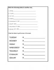 English Worksheet: Dates