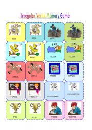 Irregular verbs memory cards game - ESL worksheet by Elle Driver