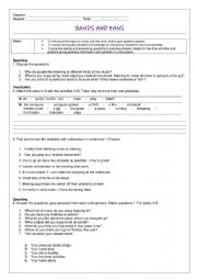 English Worksheet: FANS AND BANDS