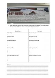 English Worksheet: My hero