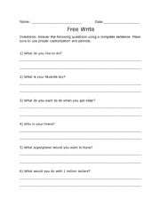 English Worksheet: Sentence Practice