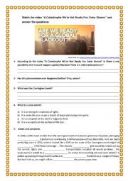 English Worksheet: Video Activity - A Catastrophe We�re Not Ready For: Solar Storms