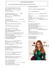 English Worksheet: Broken- hearted girl- By Beyonce
