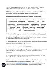 English Worksheet: Idioms and Expressions  character and personality