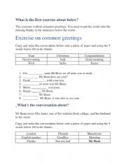 English Worksheet: Greetings