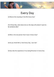 English Worksheet: Every Day Movie